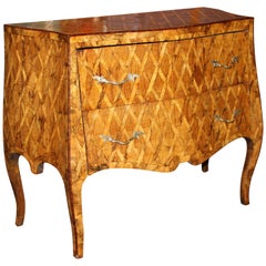 Italian Serpentine Inlaid Two-Drawer Fruitwood Parquetry Commode, circa 1800