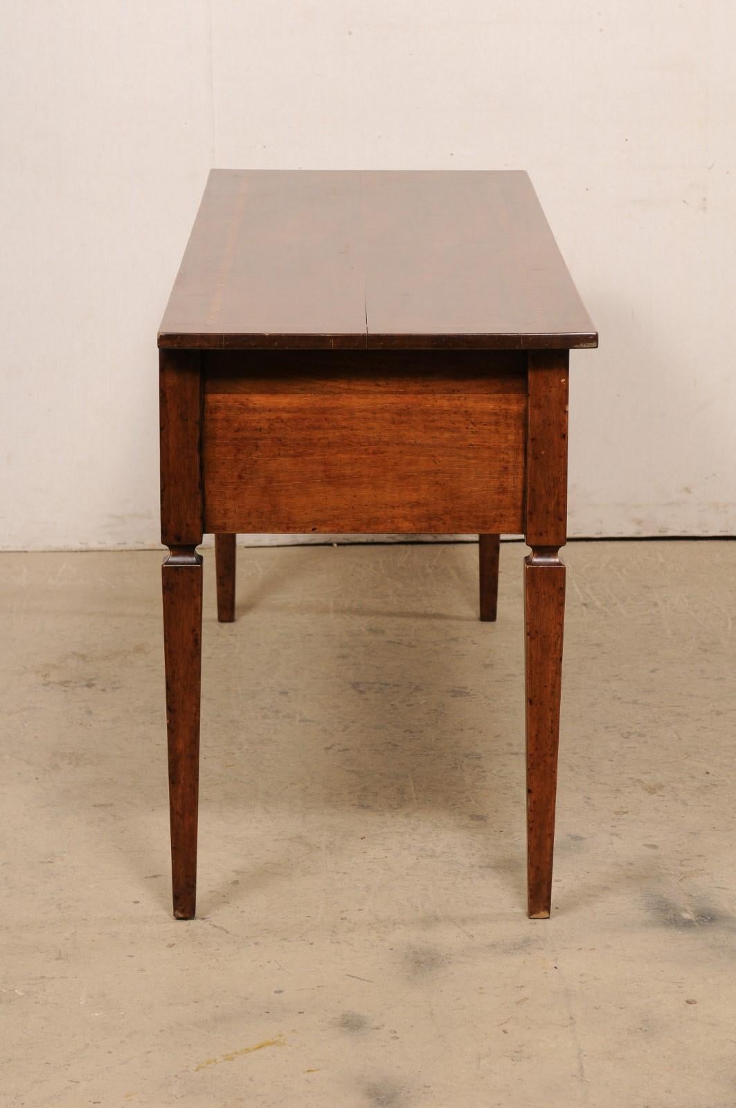 Italian Server Console Table with Large Drawer & Checked Inlay Banding 2