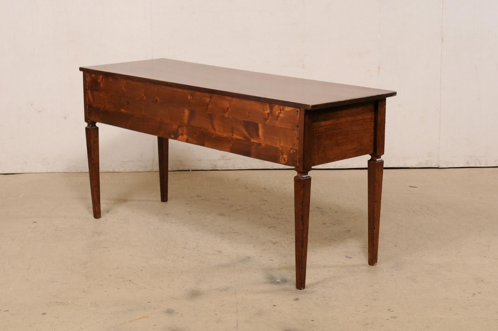 Table console de serveur italienne avec grand tiroir et bande de marqueterie à carreaux, 5+ Ft Long en vente 3