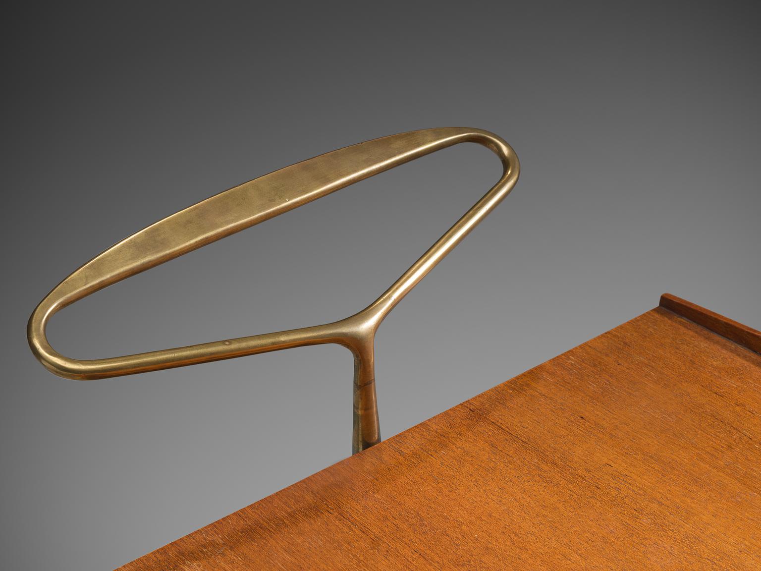 Italian Serving Cart in Wood with Brass Details 2