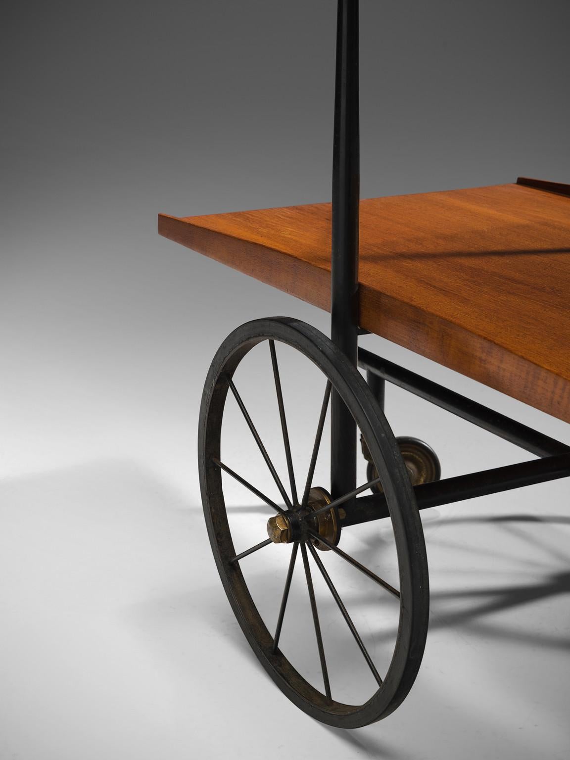 Italian Serving Cart in Wood with Brass Details 2