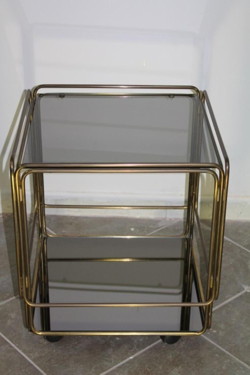 Italian Serving Trolley 1950s Brass In Good Condition In Palermo, Palermo