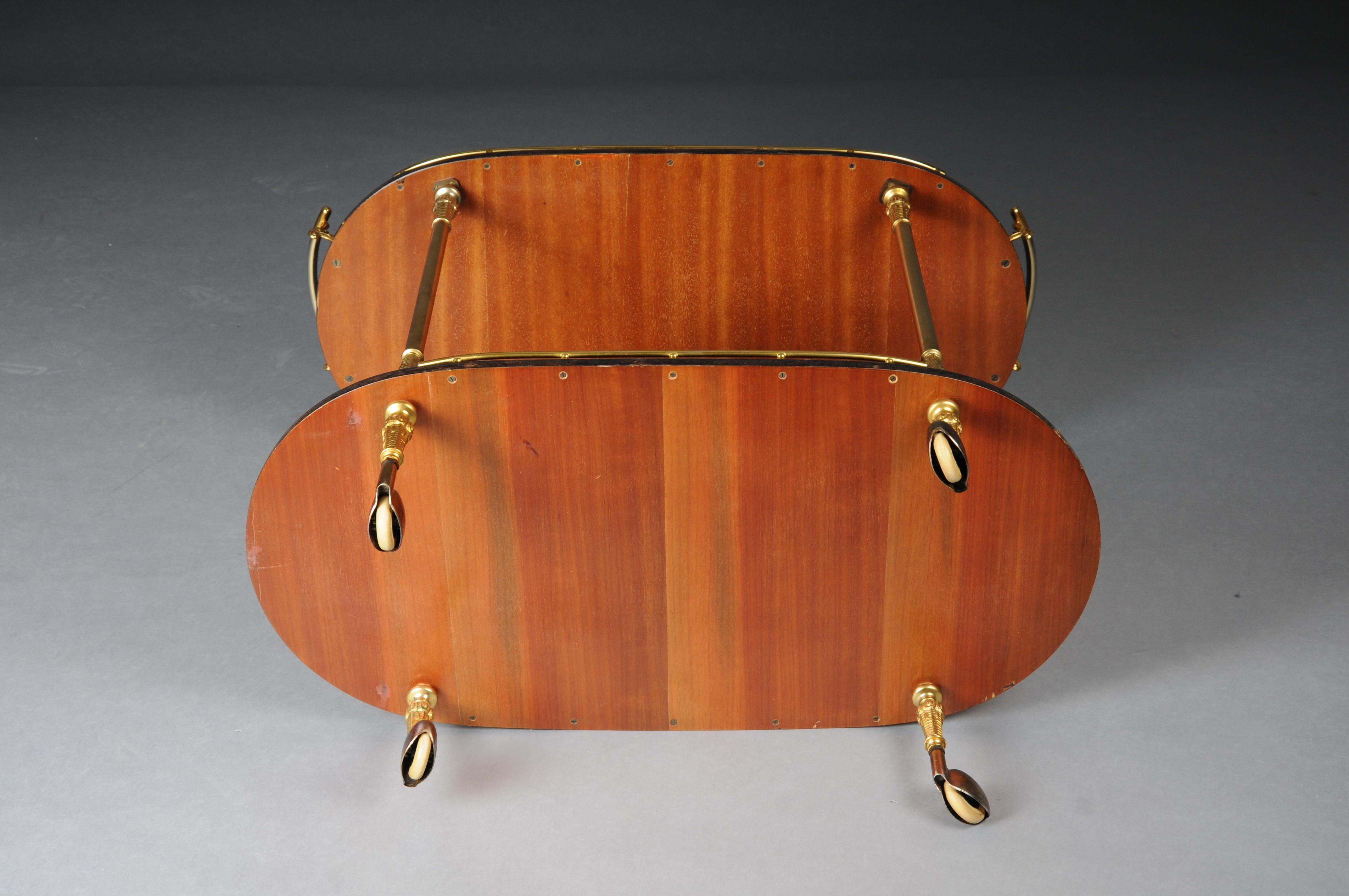 Chariot de service italien en peau de chèvre Brown par Aldo Tura, 1970 Vintage en vente 14