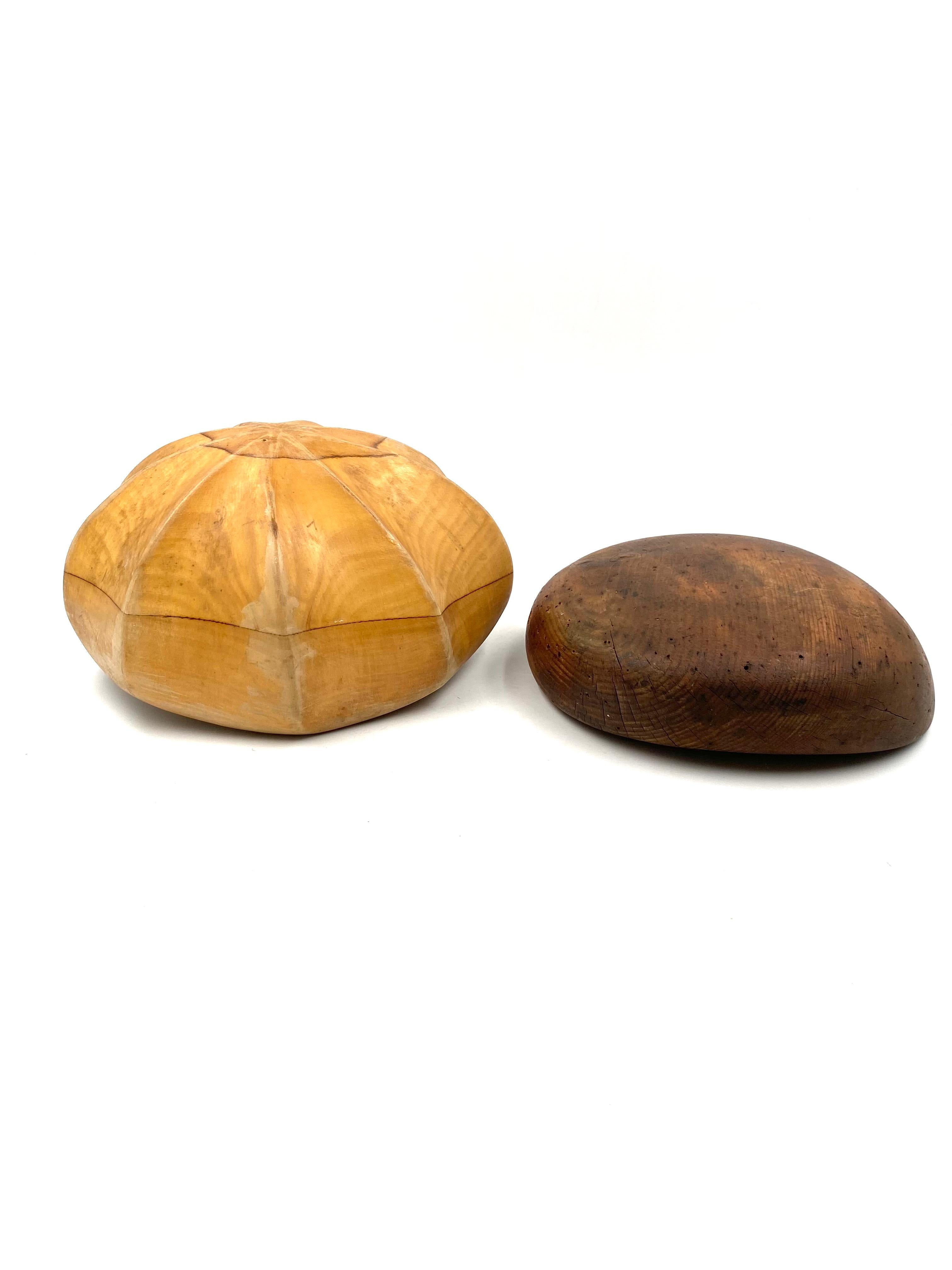 Wood Italian Set of 2 Hat Forms, Milan Italy, Early 20th Century For Sale