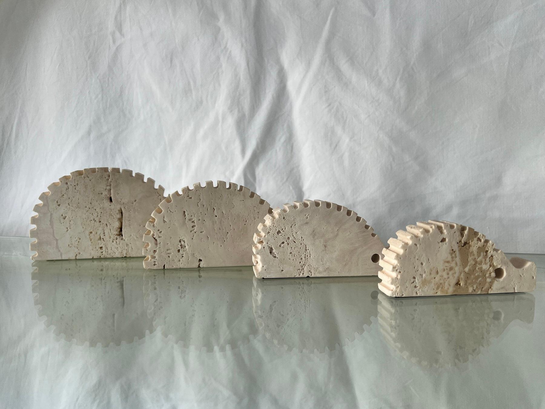 Italian Set of 4 Hedgehogs in Travertine Stone by Fratelli Mannelli For Sale 6