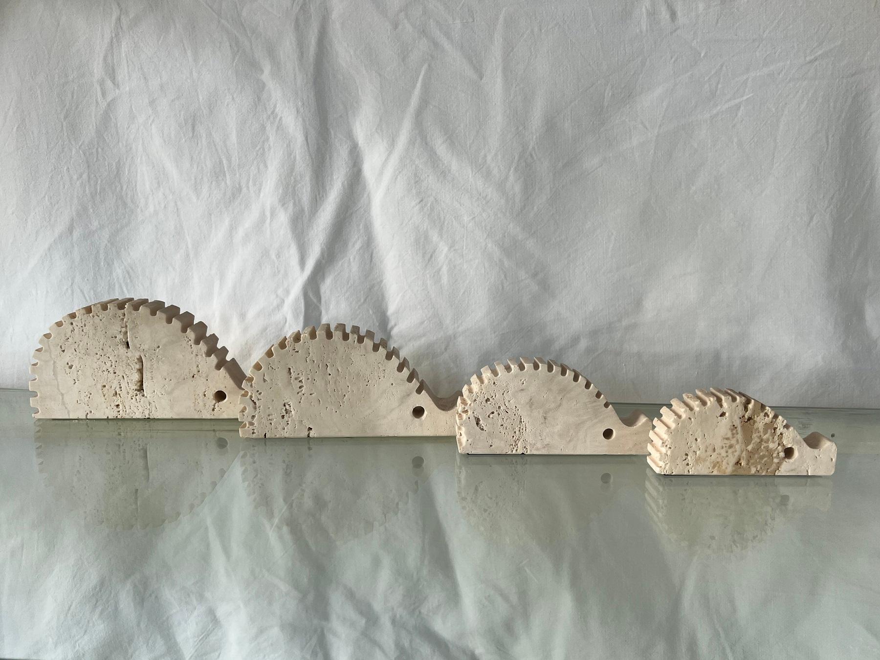 Italian Set of 4 Hedgehogs in Travertine Stone by Fratelli Mannelli For Sale 2