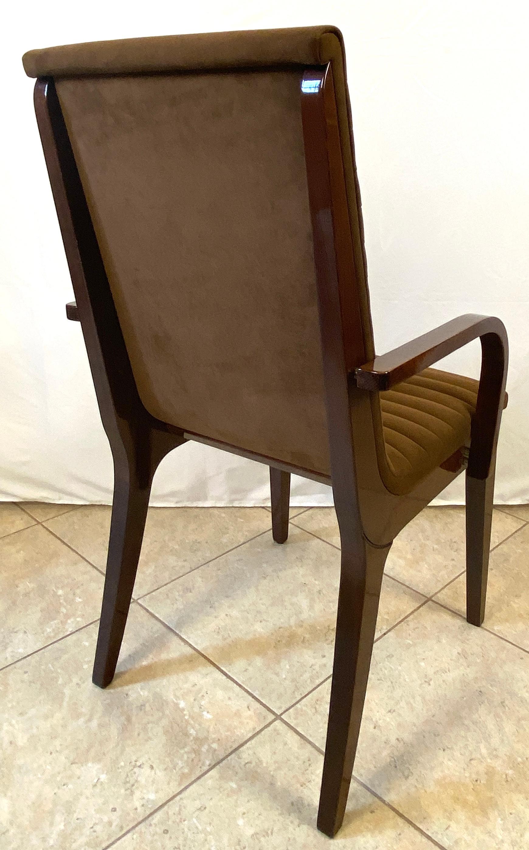 Italiano Set di 6 sedie da pranzo in stile Art Deco, Sedie da pranzo imbottite in vendita