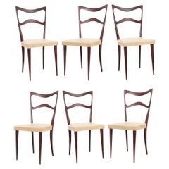 Italian Set of 6 Mid-Century Dining Chairs