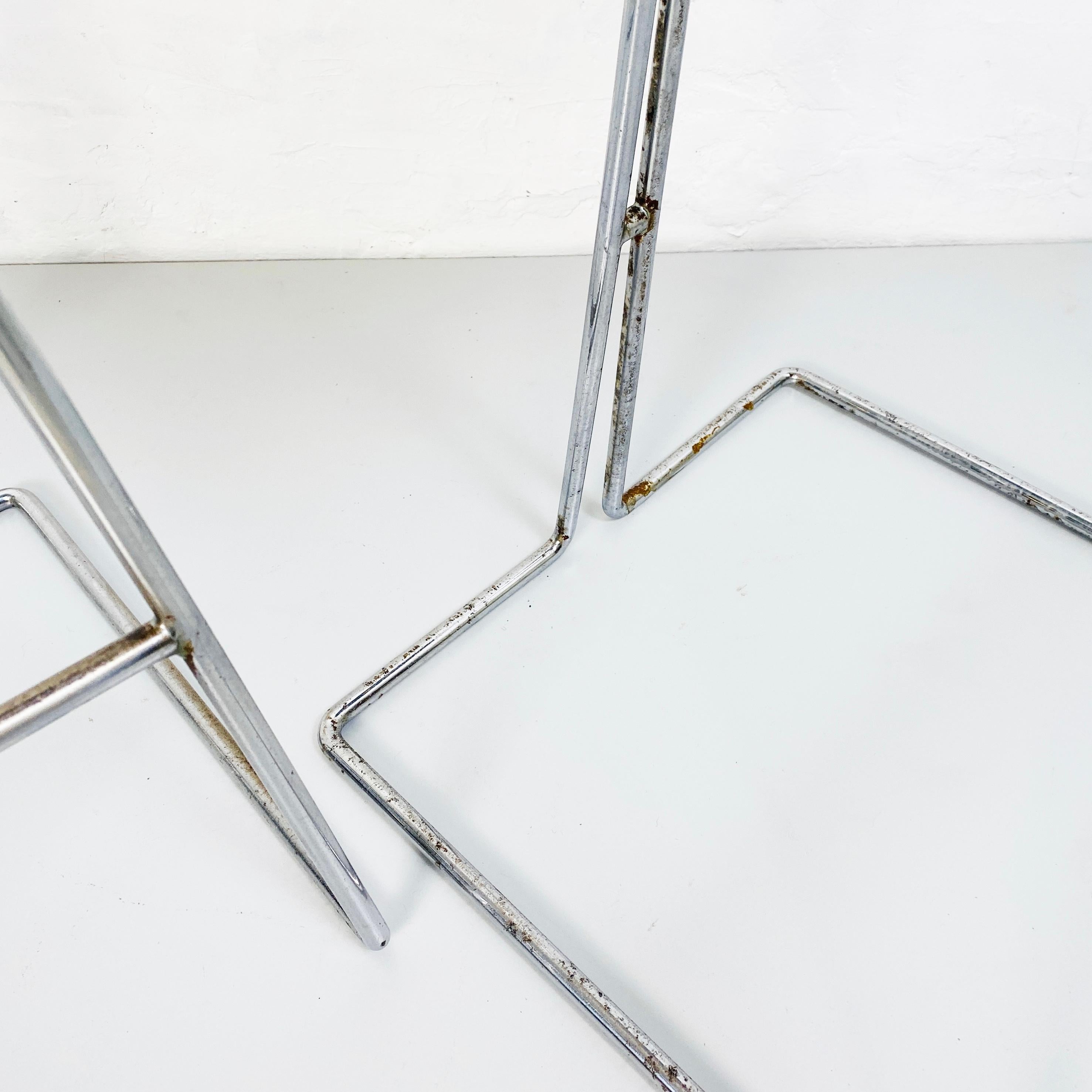 Italian Set of Black and White Chromed Metal Stools by Dada, Italy, 1980s 6