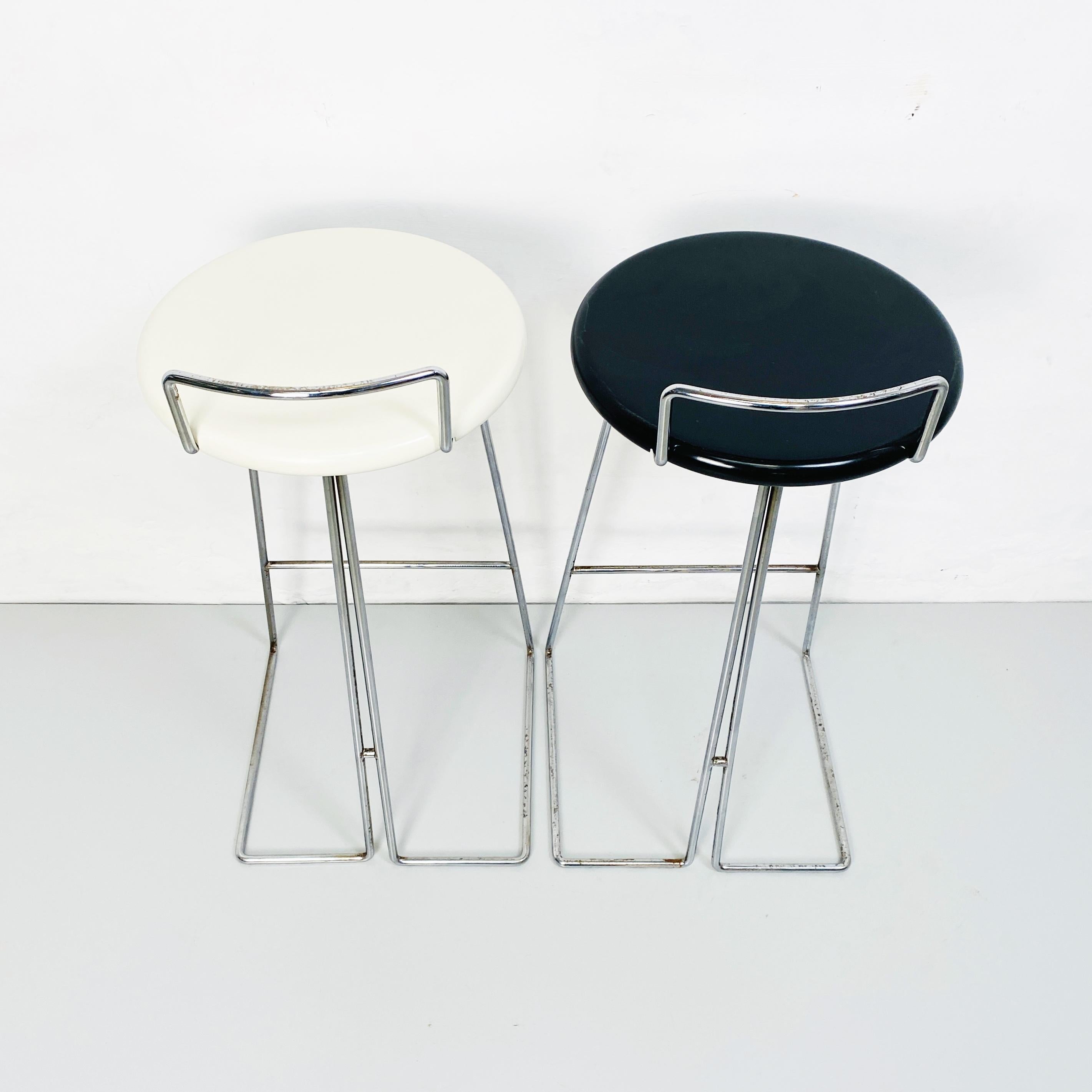 Italian Set of Black and White Chromed Metal Stools by Dada, Italy, 1980s 10