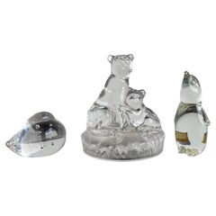 Ensemble italien de sculptures d'animaux en cristal  