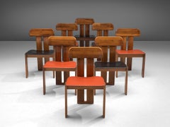 Italian Set of Eight Dining Chairs by Sapporo in Mixed Colored Seats