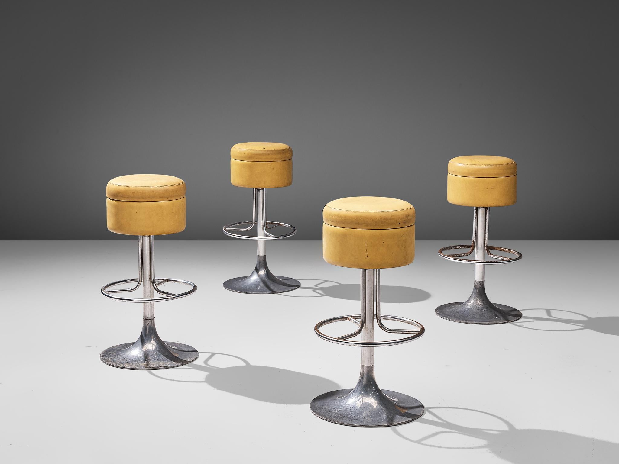 Late 20th Century Italian Set of Four Bar Stools in Leatherette