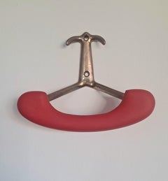 Italian Set of Four Brass Hat Wall Rack