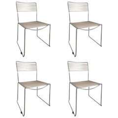 Italian Set of Four Chrome Metal Spaghetti Chairs, 20th Century