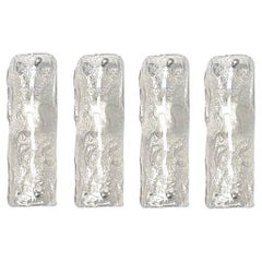 Italian Set of Four Clear Murano Glass Wall Sconces, 1970s