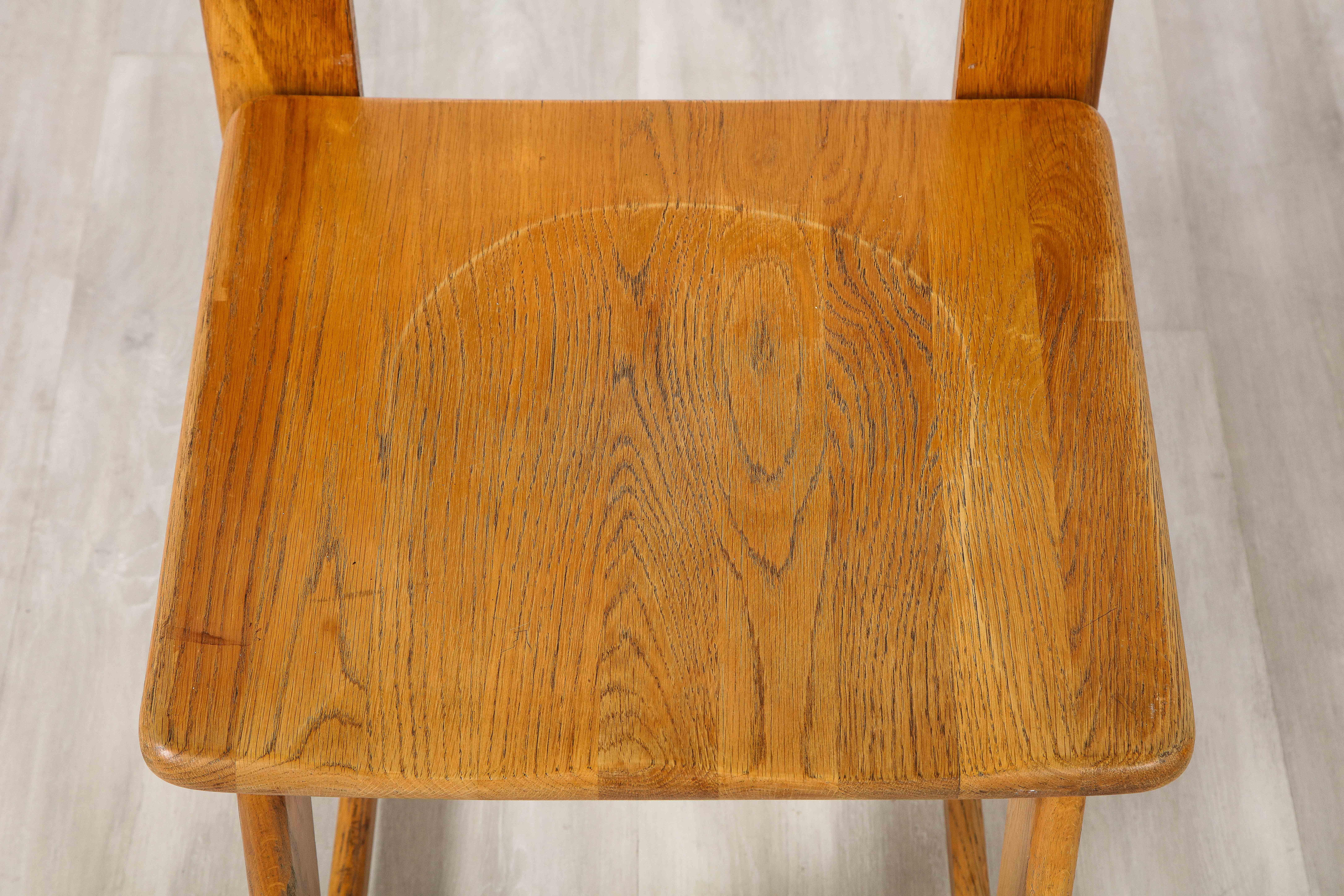 Italian Set of Four Rustic Oak Dining Chairs  For Sale 3