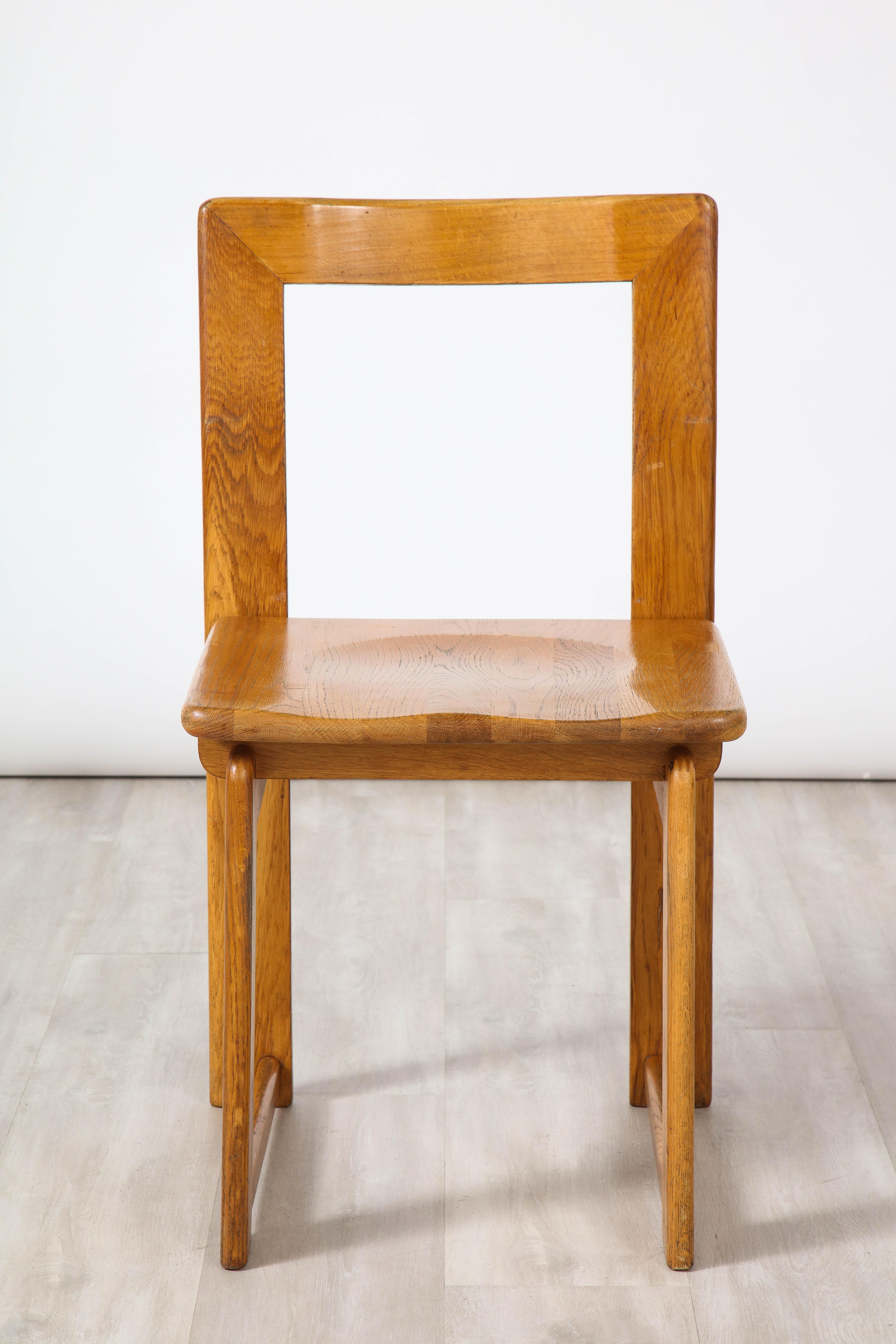 Set italiano di quattro sedie da pranzo rustiche in Oak in vendita 3