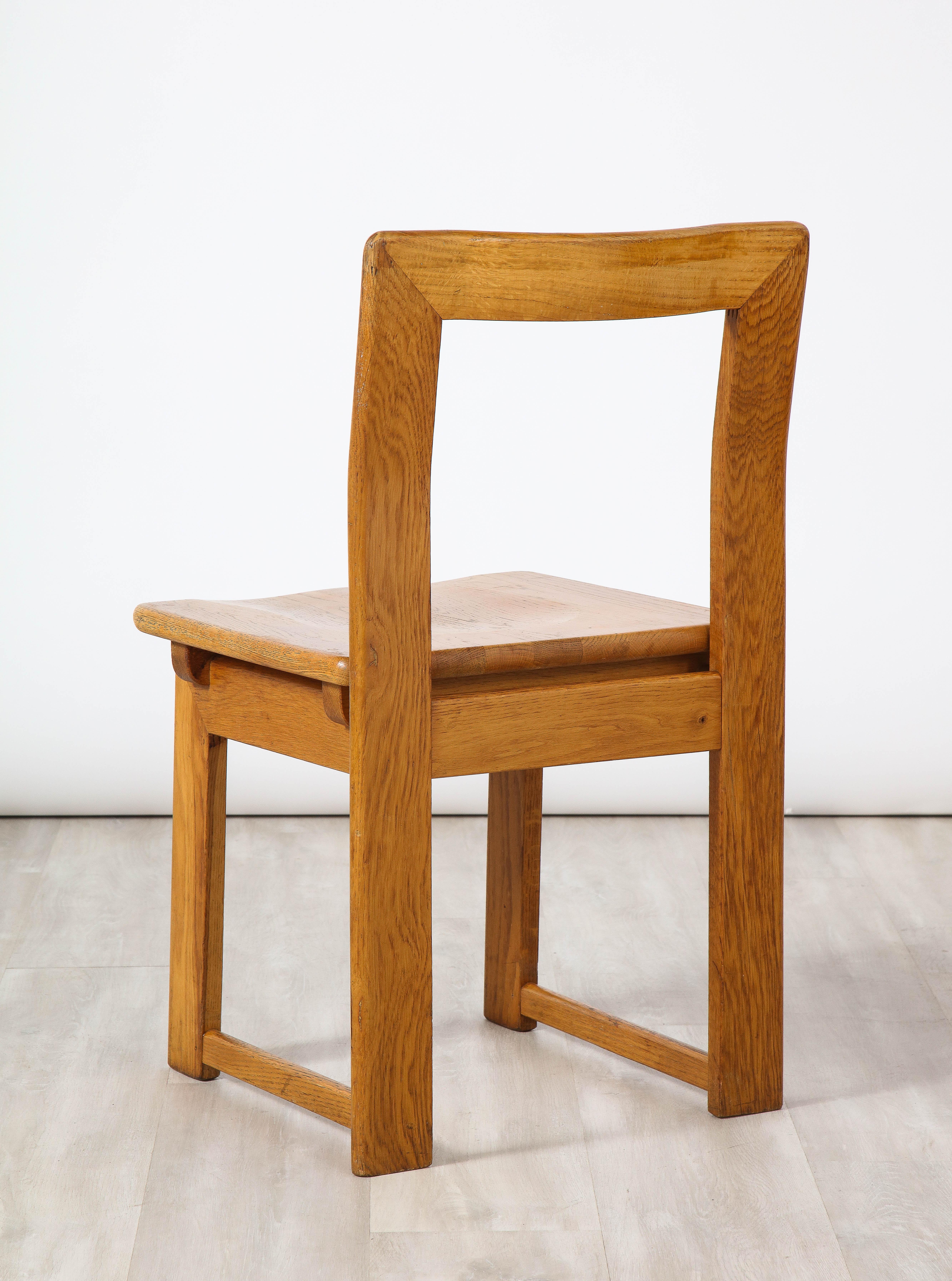 Italian Set of Four Rustic Oak Dining Chairs  For Sale 8