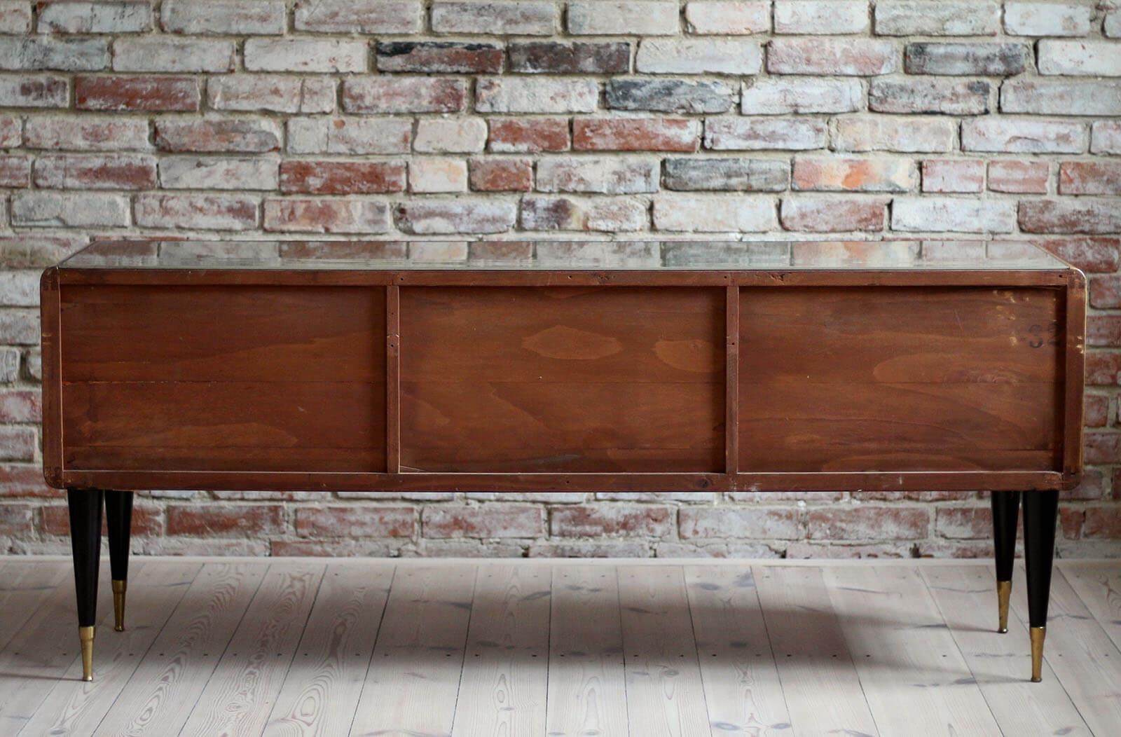 Brass Italian Set of Furniture, Sideboard and Nightstands, Vittorio Dassi Style, 1950s