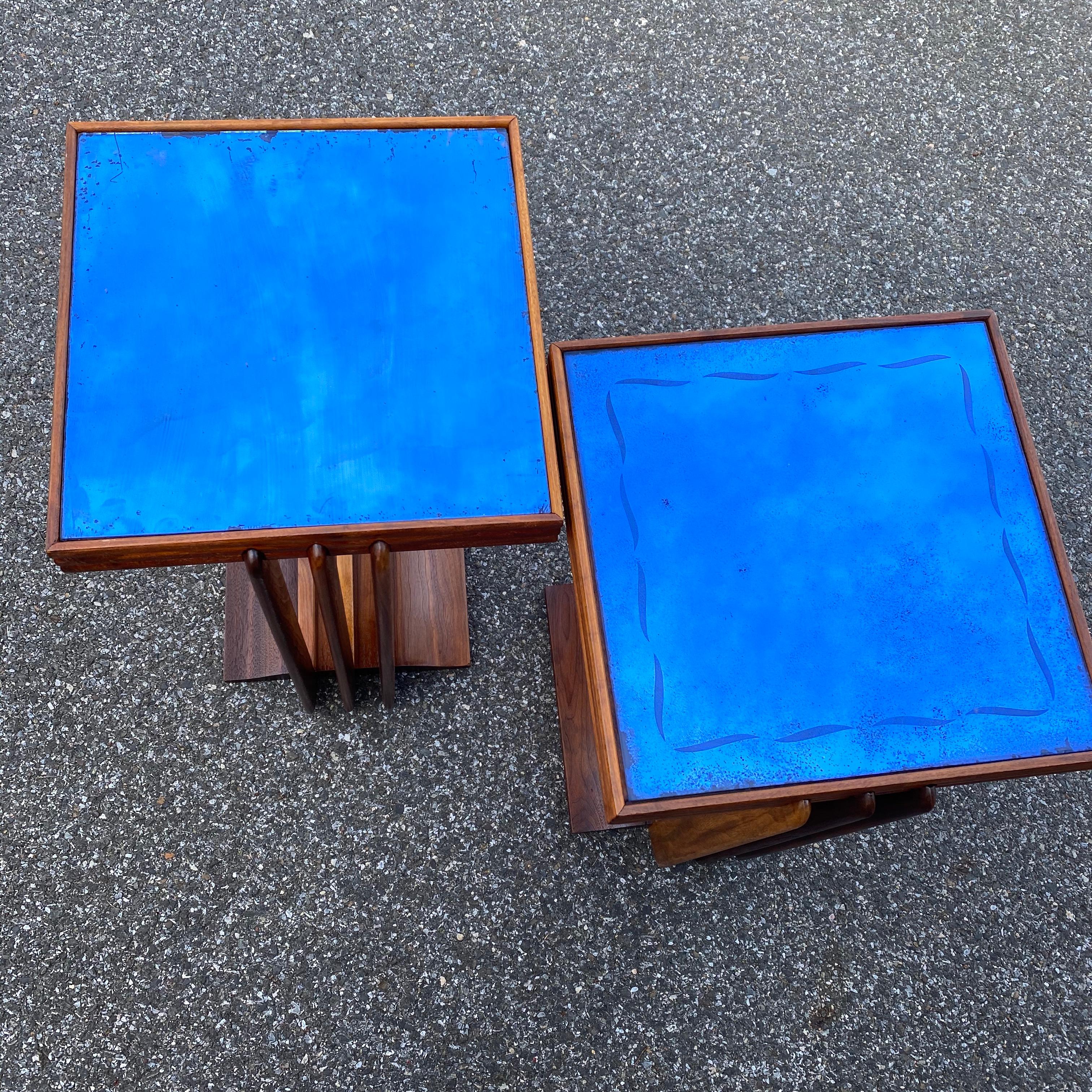 Italian Mid-Century Modern Cocktail & Side Tables Mirror Glass 5