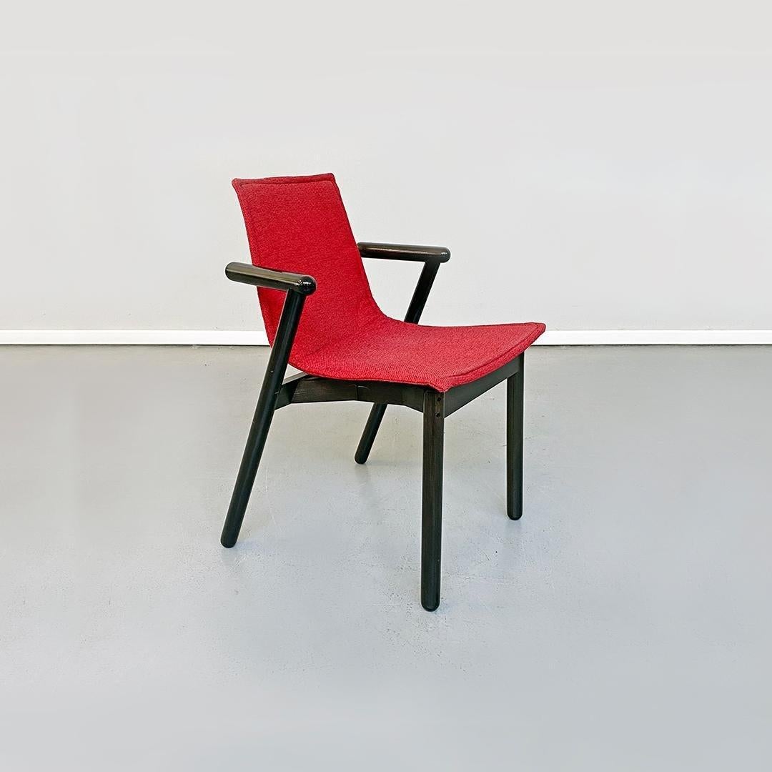Mid-Century Modern Italian Set of Red Villabianca Chairs by Vico Magistretti for Cassina, 1985 For Sale