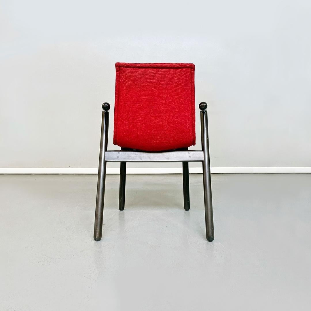 Fabric Italian Set of Red Villabianca Chairs by Vico Magistretti for Cassina, 1985 For Sale
