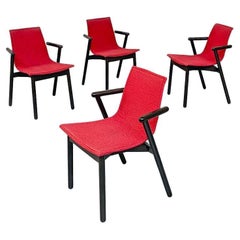 Italian Set of Red Villabianca Chairs by Vico Magistretti for Cassina, 1985