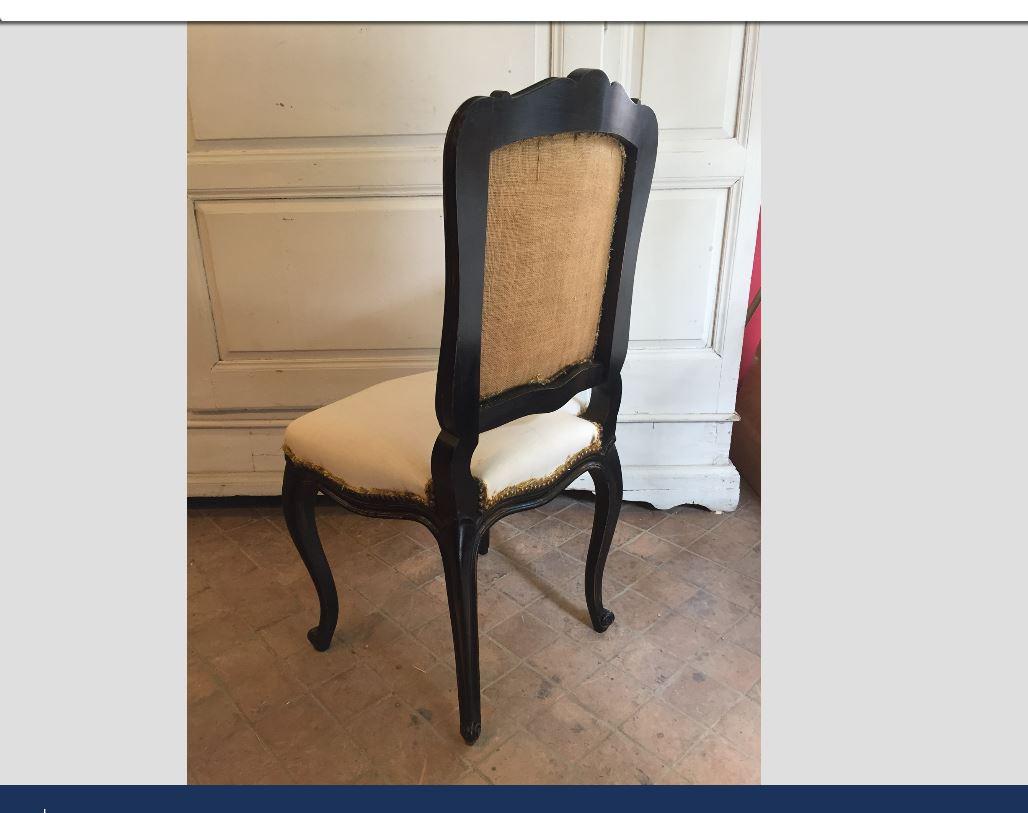Italian Set of Six Carved Ebonized Chairs with Fabric from 1890s In Good Condition In Florence, IT