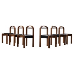 Italian Set of Six Dining Chairs with Sculptural Round Backrests