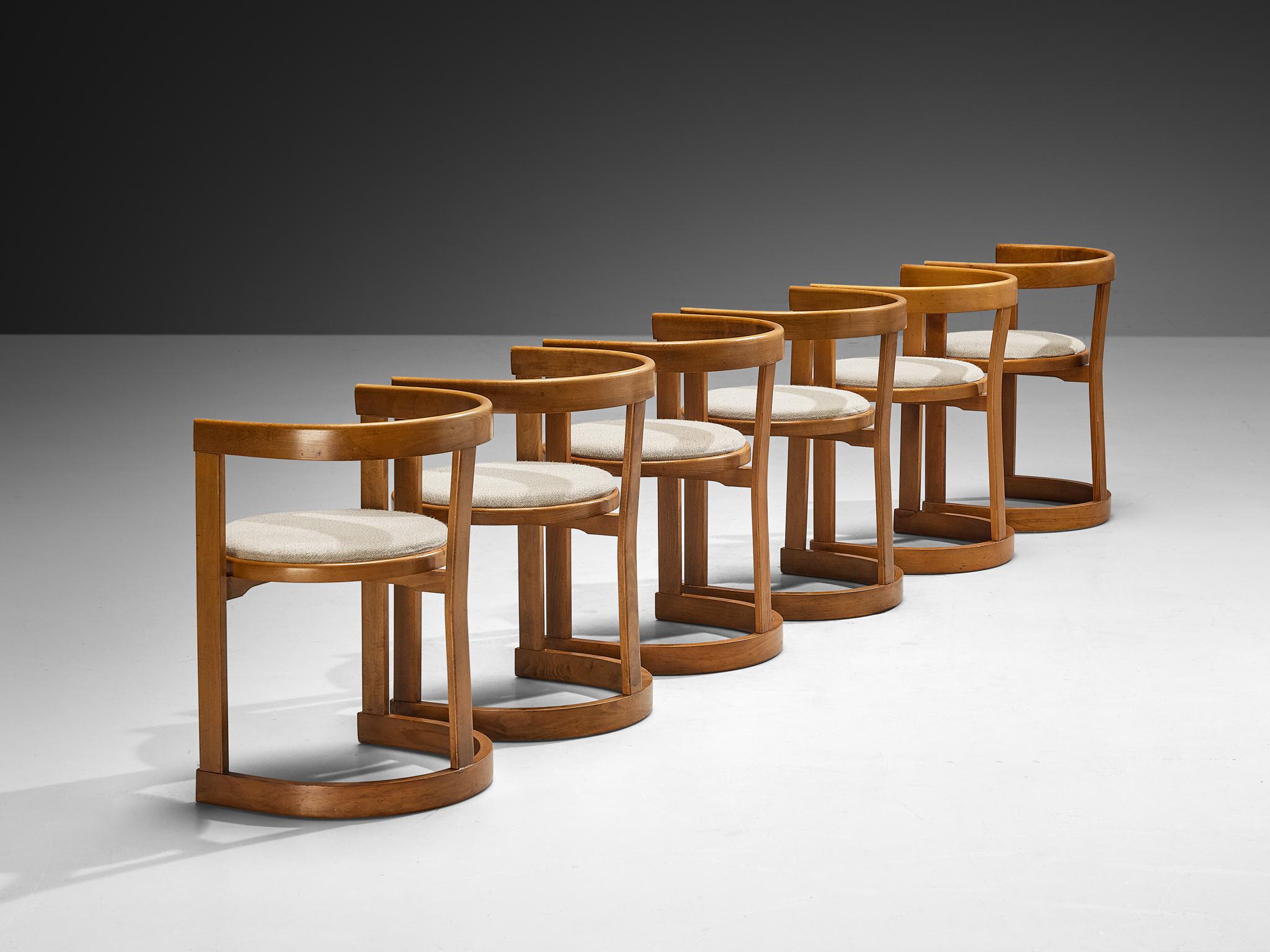 Set italiano di sei sedie da pranzo scultoree in Wood e rivestimento in tessuto in vendita 1