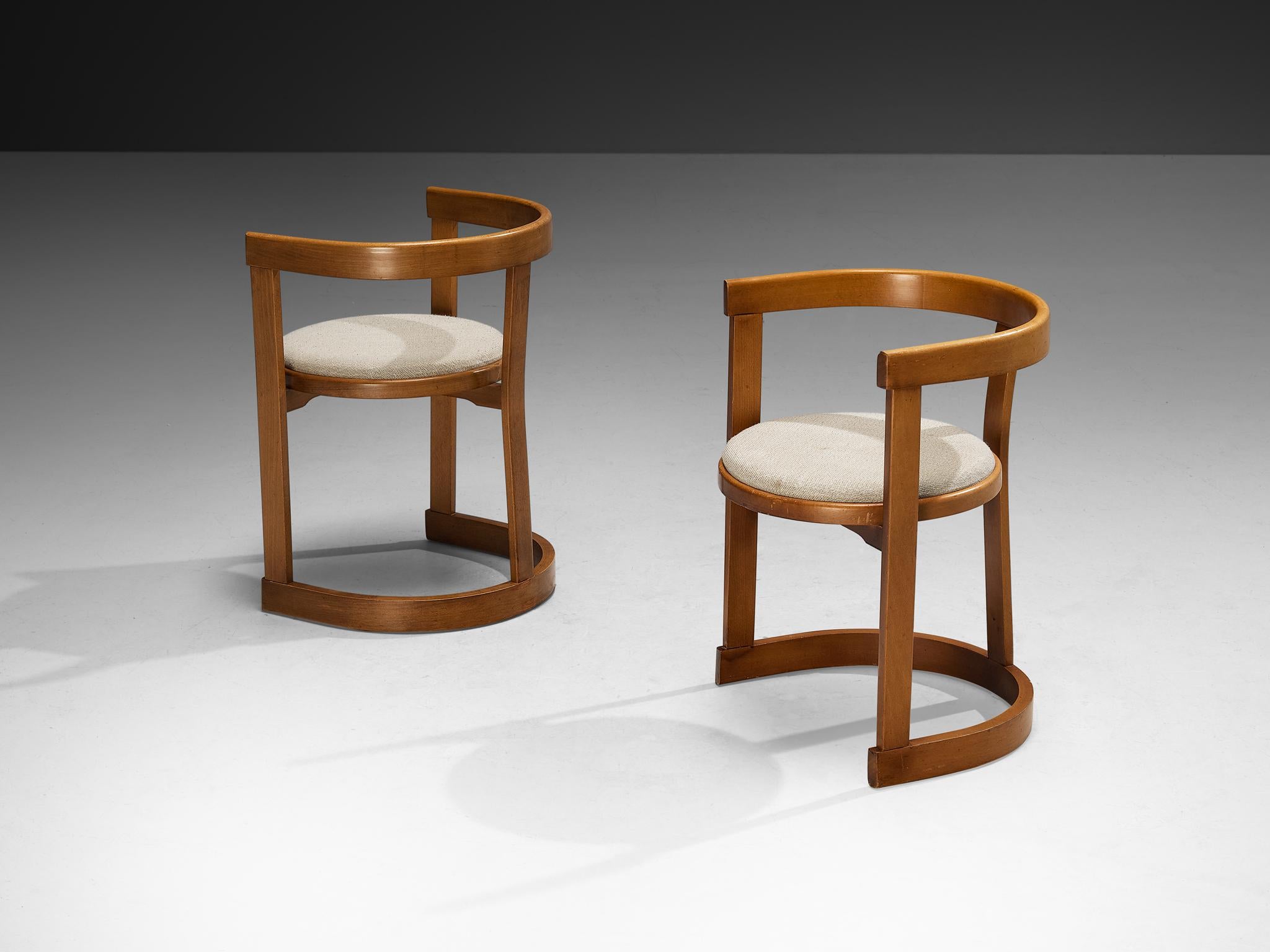 Set italiano di sei sedie da pranzo scultoree in Wood e rivestimento in tessuto in vendita 2