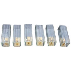 Italian Set of Six Sommerso Clear Glass Wall Sconces 