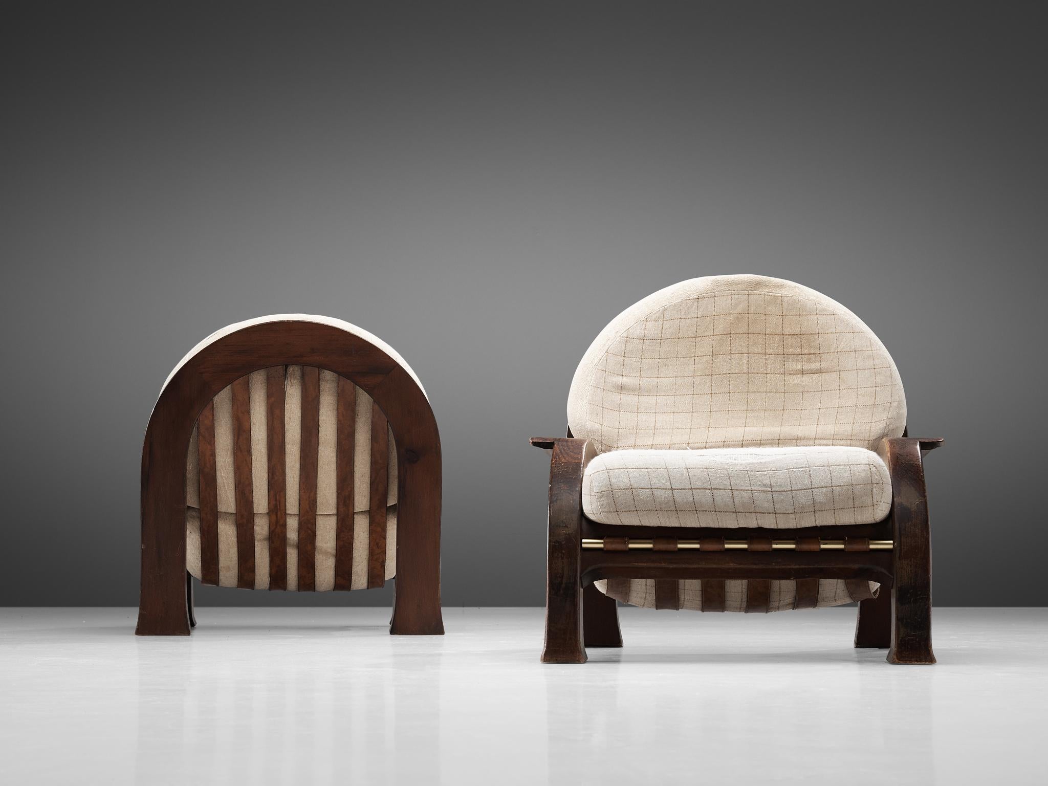 Mid-Century Modern Italian Set of Sturdy Lounge Chairs in Oak