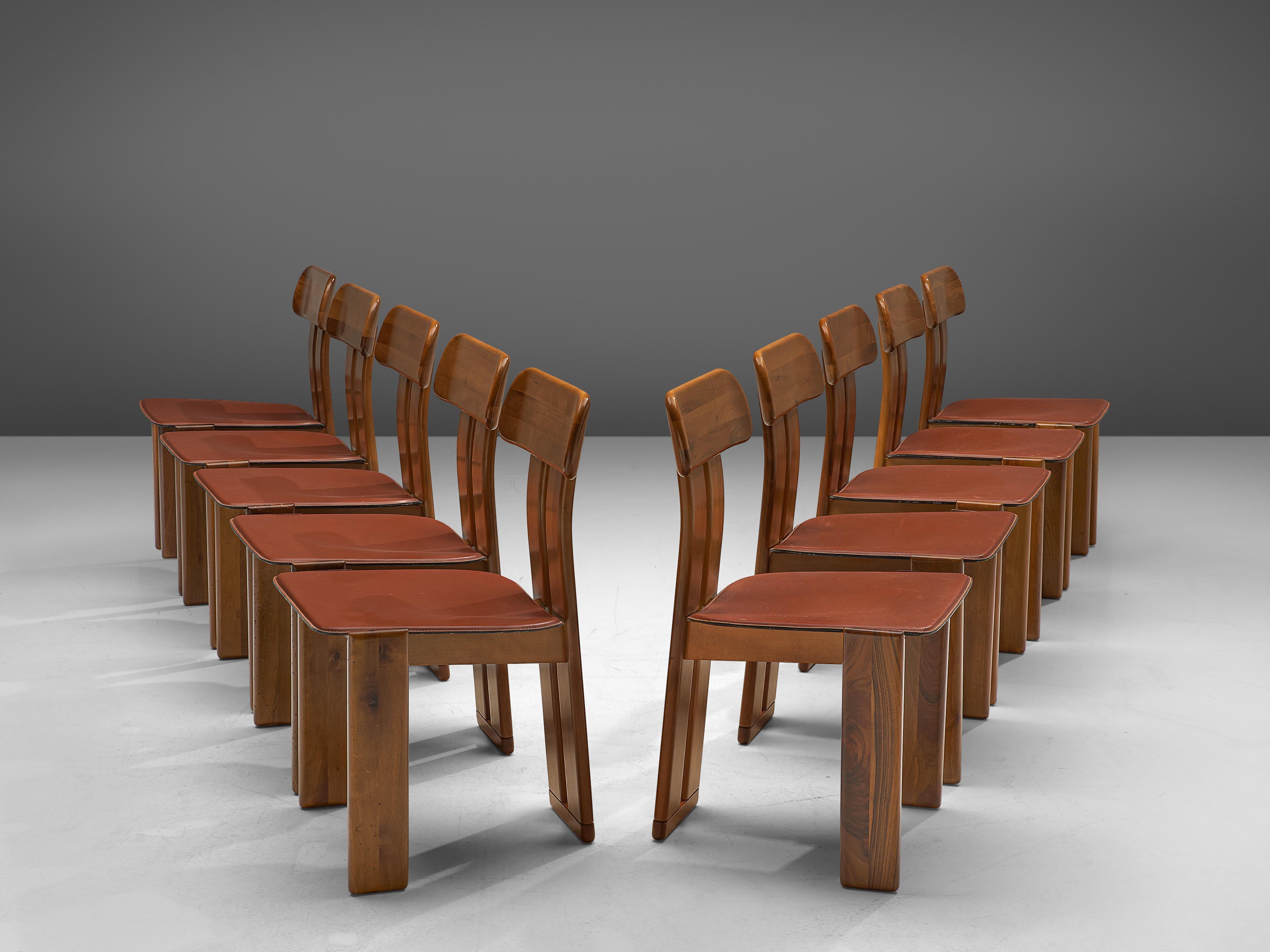 Mid-Century Modern Italian Set of Ten Dining Chairs by Sapporo, 1970s