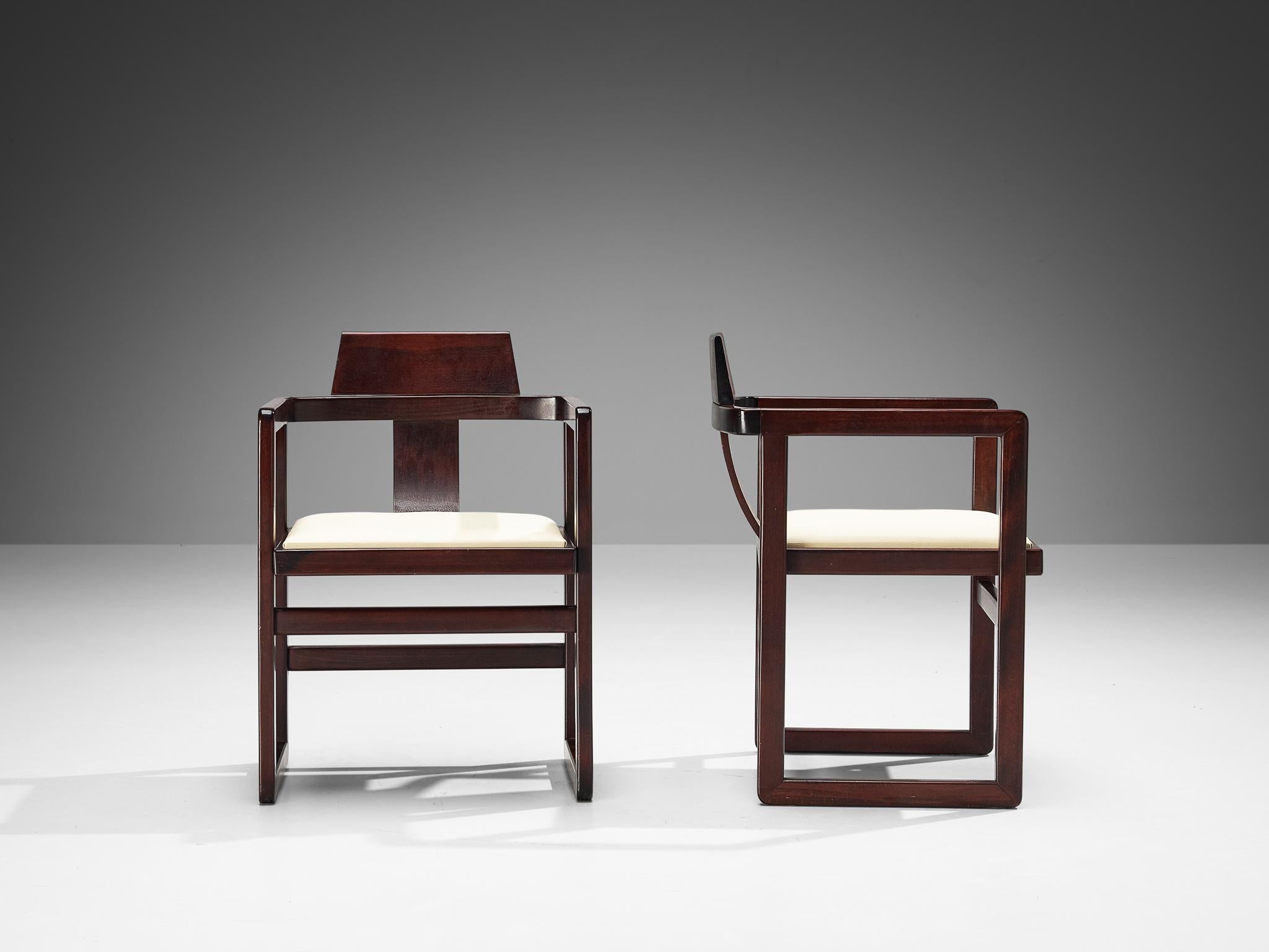 Italiano Set italiano di dieci poltrone geometriche in Wood tinto in vendita