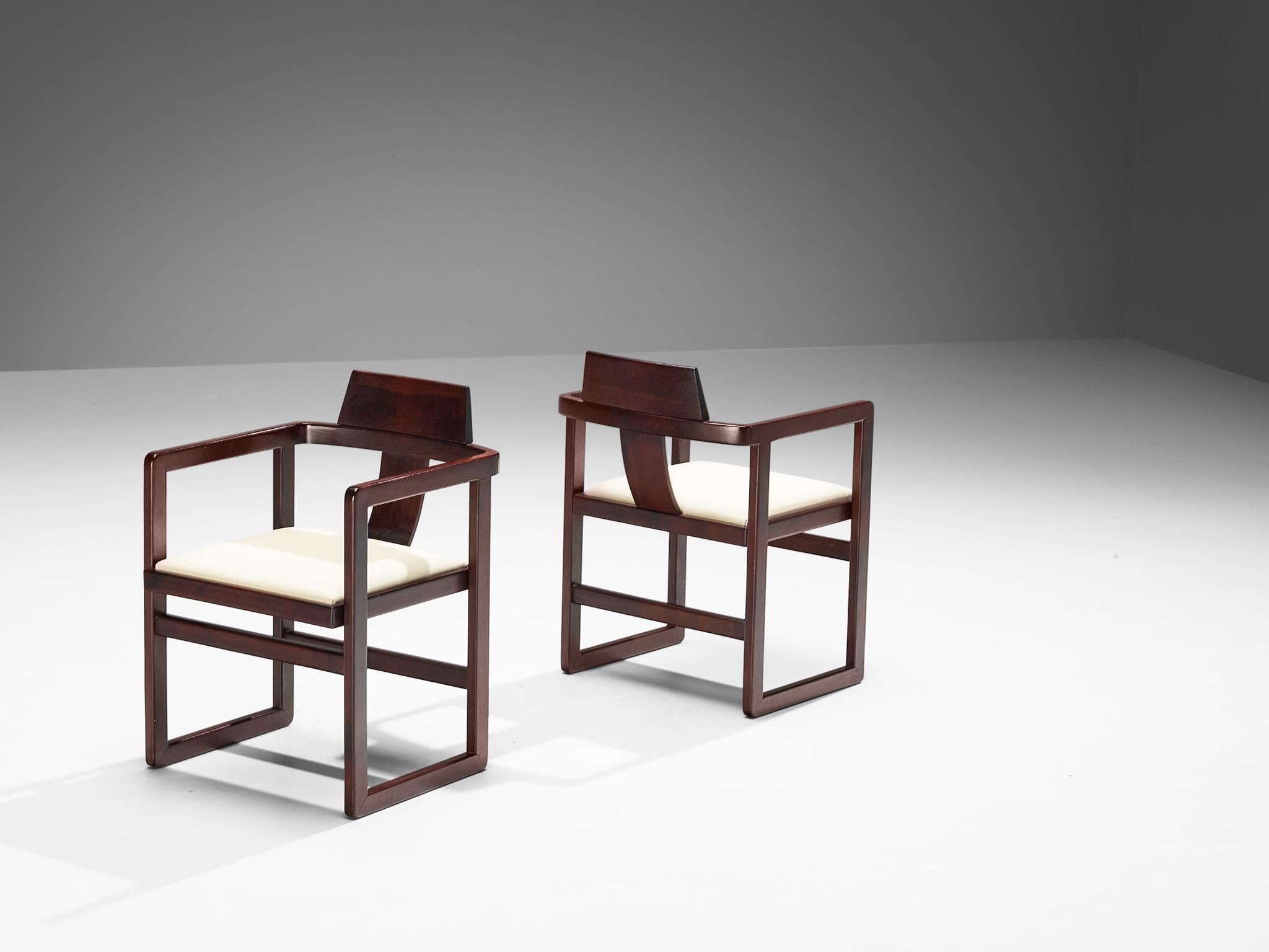 Materiale sintetico Set italiano di dieci poltrone geometriche in Wood tinto in vendita