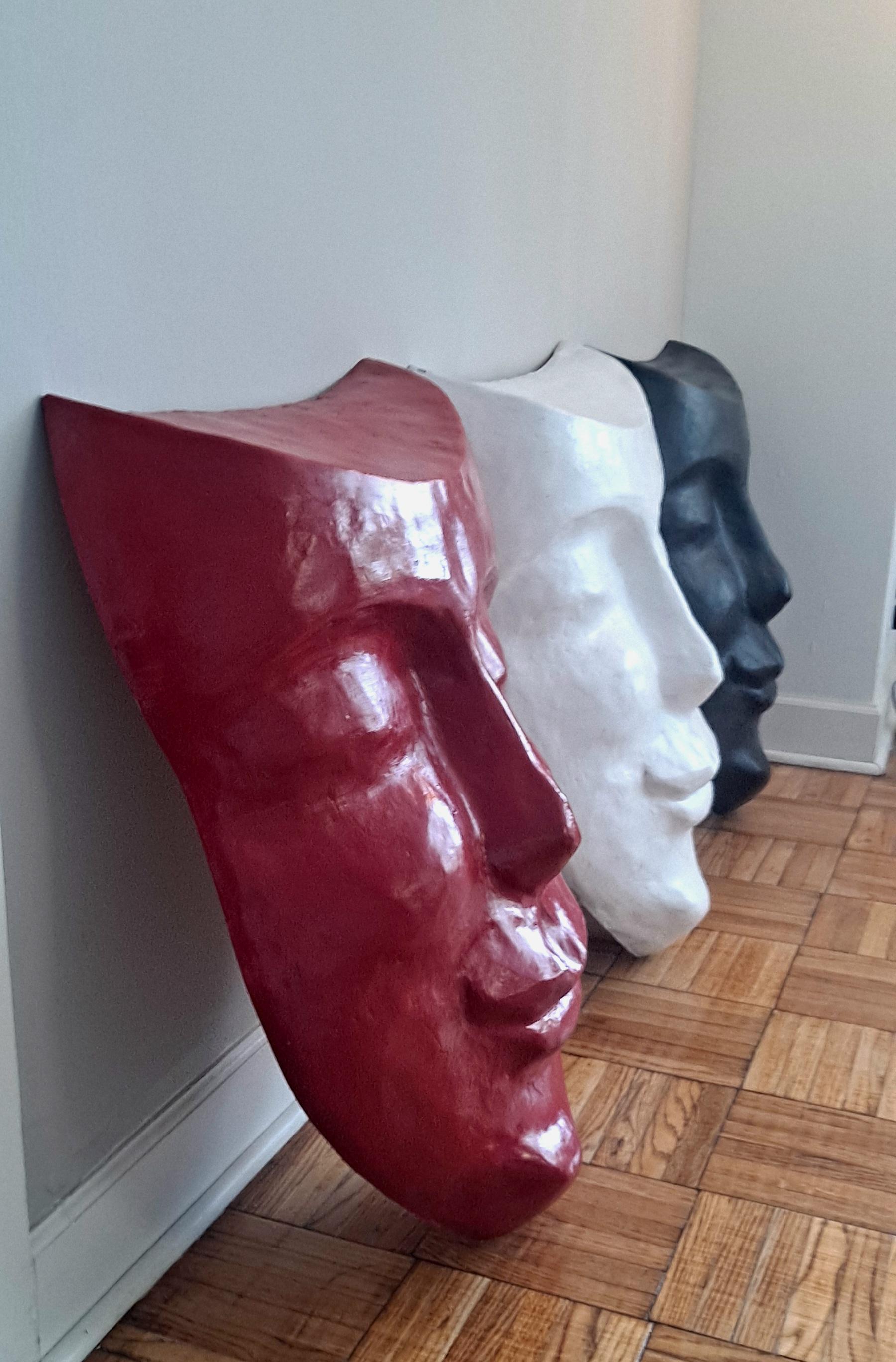 Mid-Century Modern Italian Set of Three Contemporary Large Mask For Sale