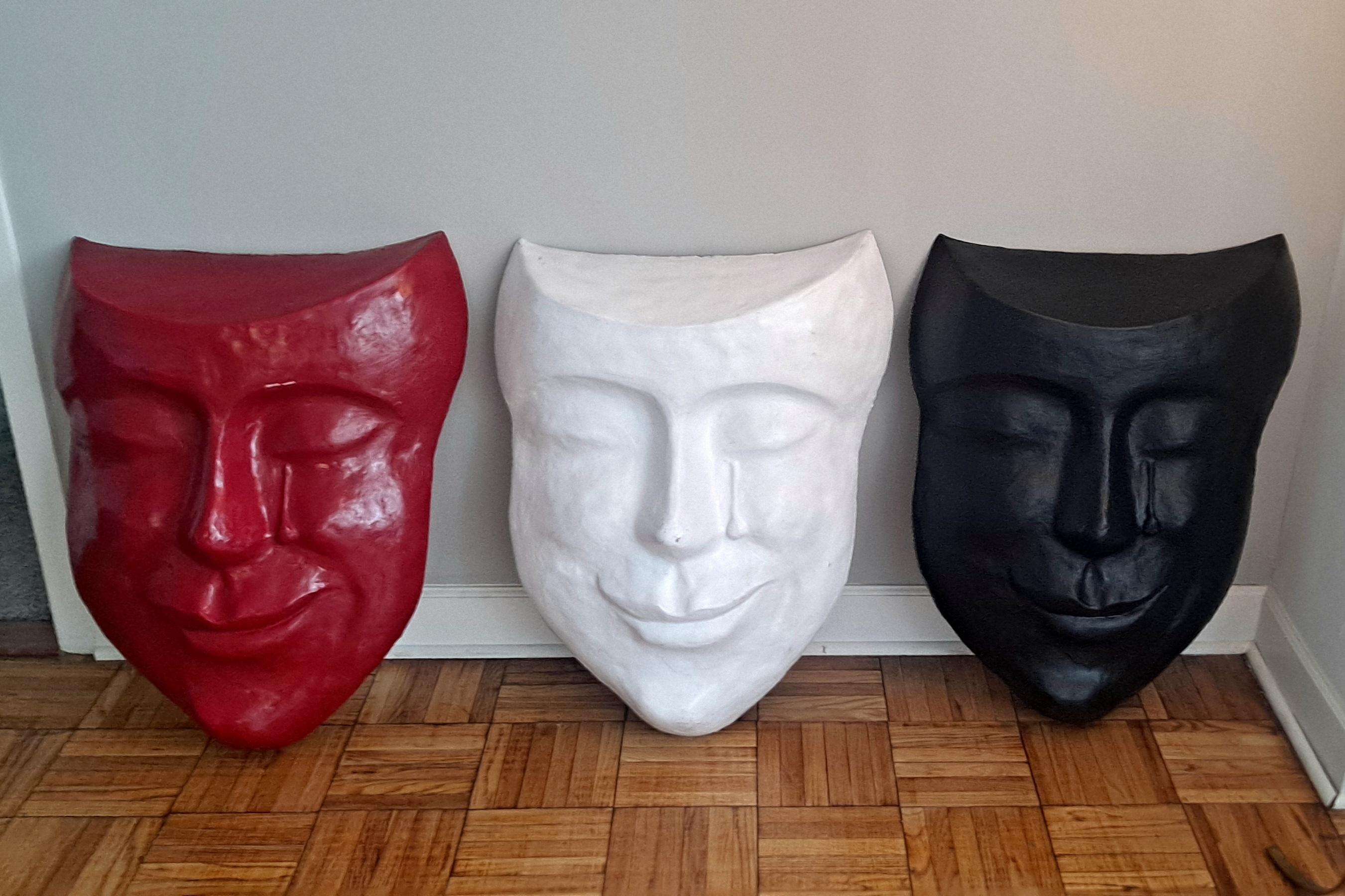 Fiberglass Italian Set of Three Contemporary Large Mask For Sale