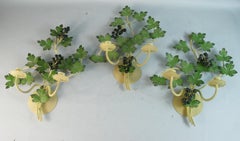 Italian Set of three Leaves and Grapes Candle Sconces/Wall sculpture