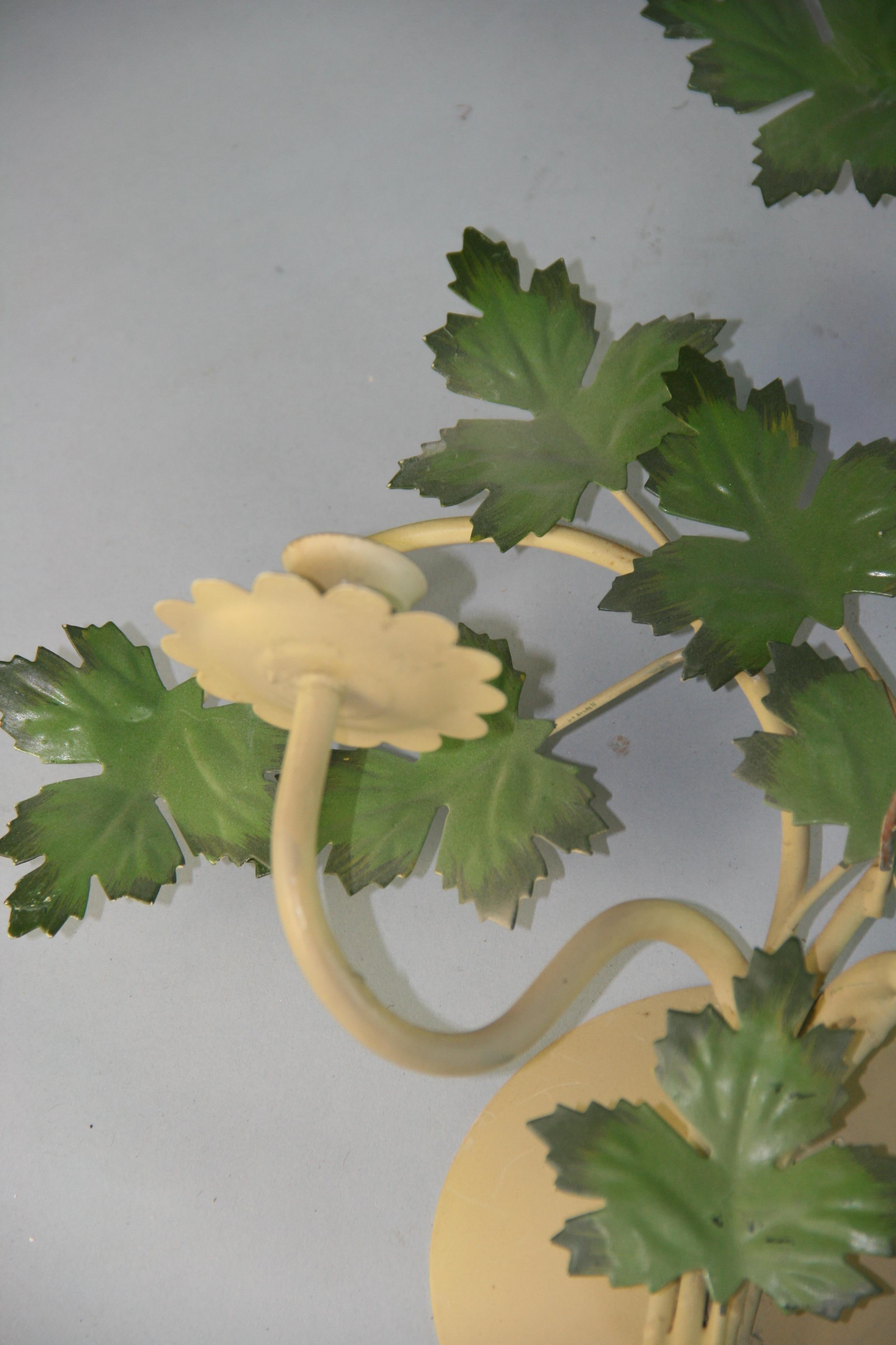 Italian Set of three Leaves and Grapes Candle Sconces/Wall sculpture For Sale 3