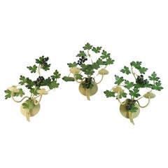 Vintage Italian Set of three Leaves and Grapes Candle Sconces/Wall sculpture