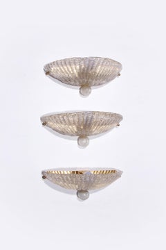 Italian set of three Murano glass wall lamps, 1960