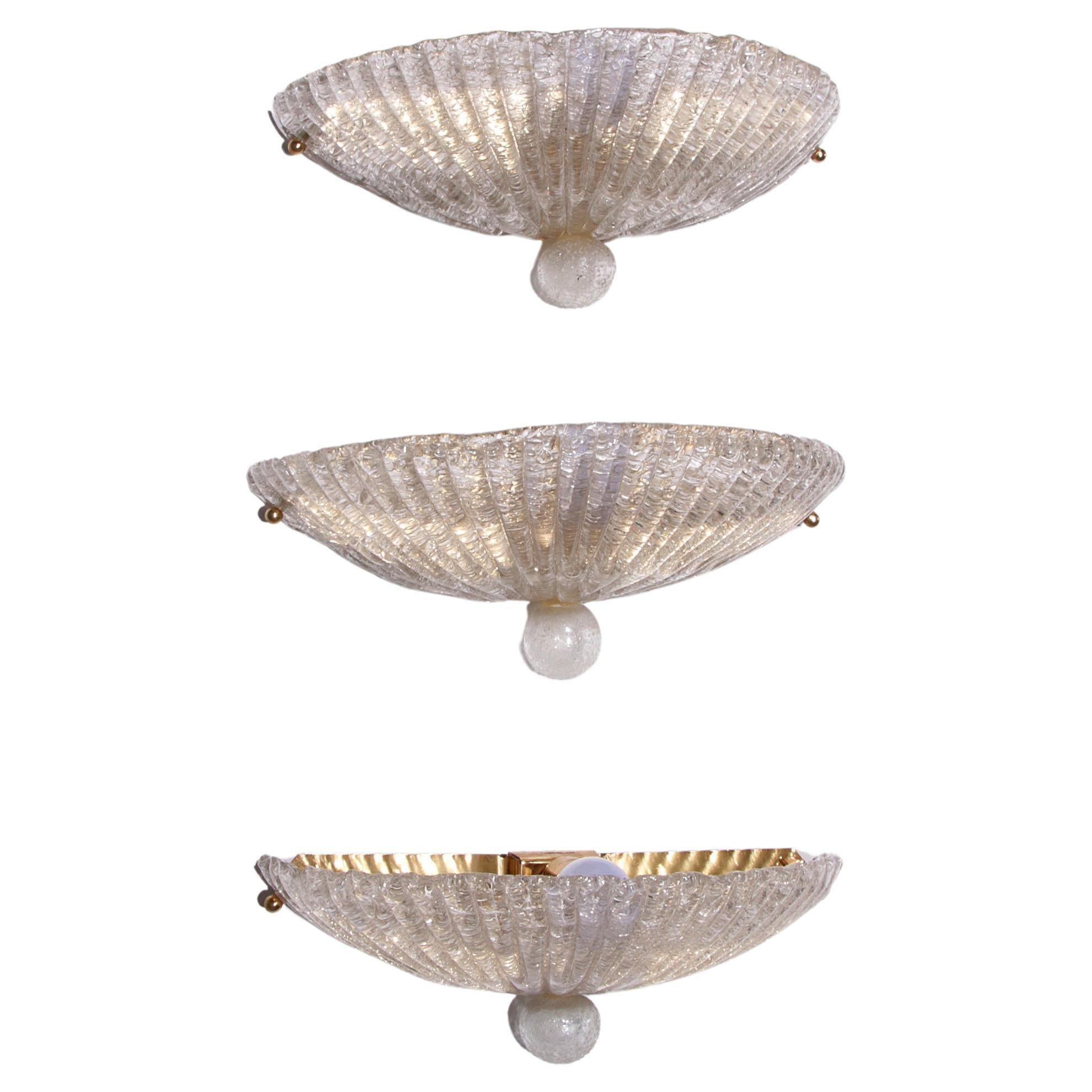 Italian set of three Murano glass wall lamps, 1960 For Sale