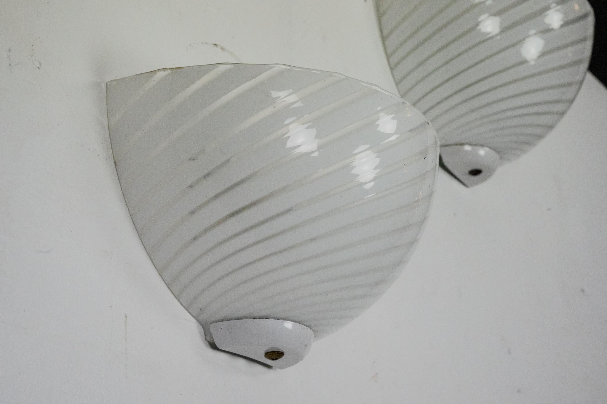 Set di tre applique in vetro di Murano a righe in stile Venini. Italia anni '70 in vendita 9