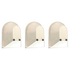 Juego italiano de tres apliques Tesi Blanco de R. Fiorato para Prisma, años 80