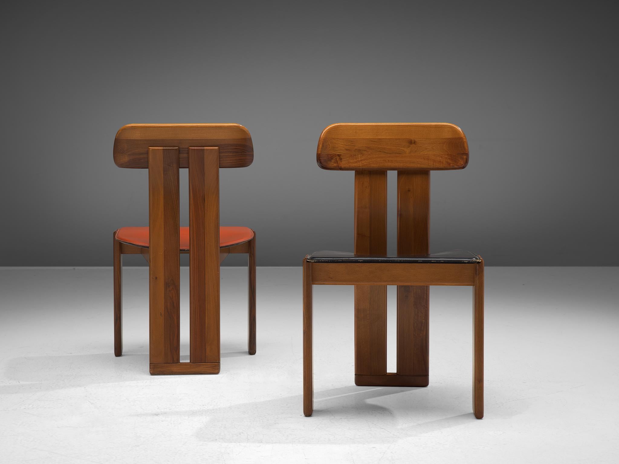 Late 20th Century Italian Set of Twelve Dining Chairs by Sapporo in Mixed Colored Seats