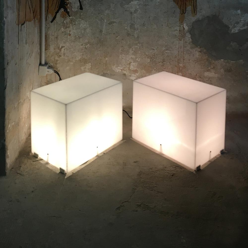 Italian Set of Two Floor Lamps in White Plexiglass, 1970s 1