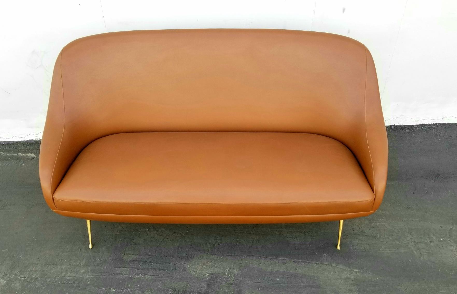 Faux Leather Italian Settee by Isa Bergamo For Sale