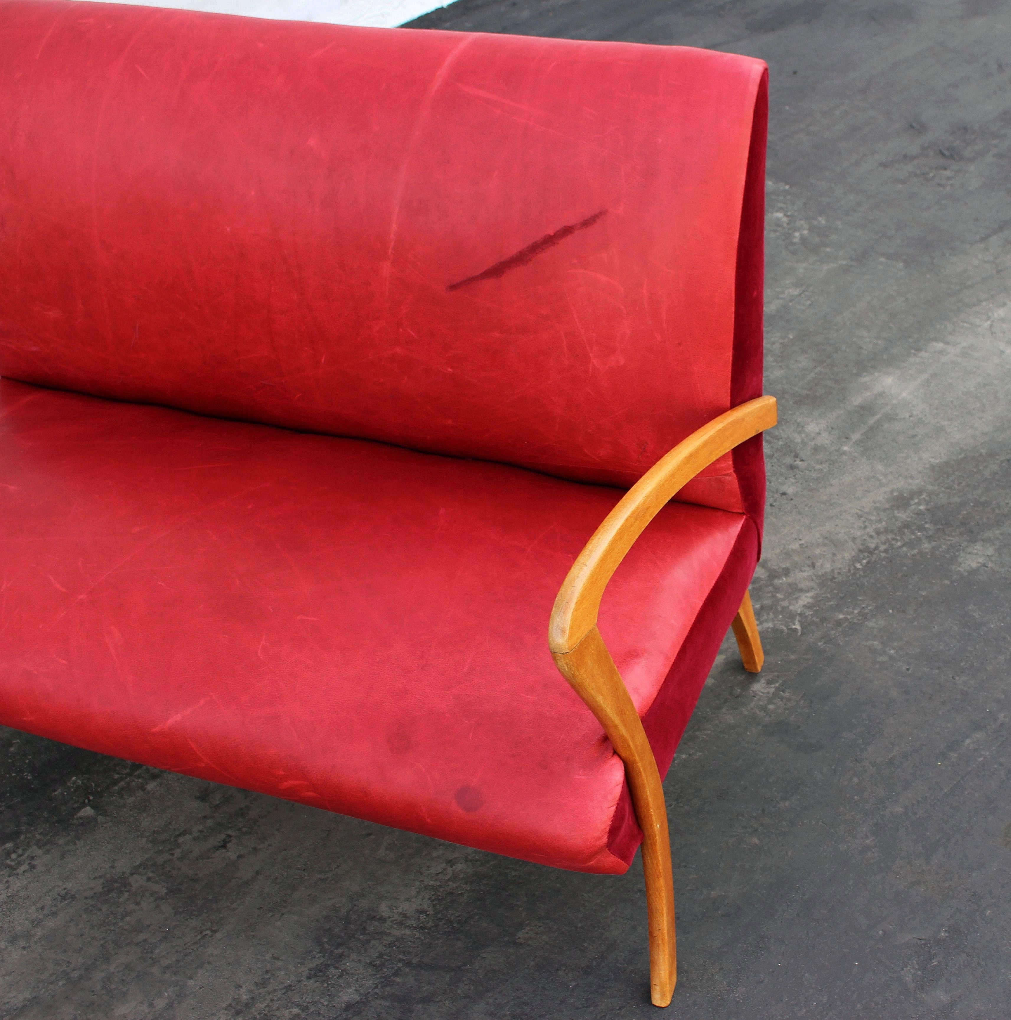 Mid-20th Century Italian Settee in Style of Paolo Buffa For Sale